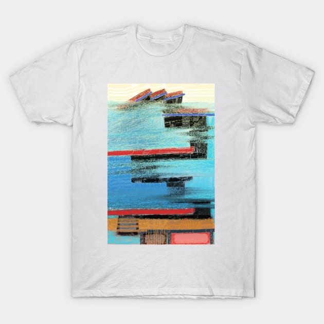 Power Of Nature Water vs Human Construction Abstract Art T-Shirt by okpinsArtDesign